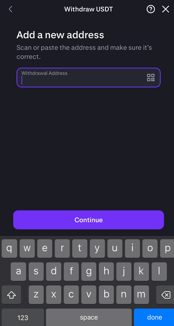 Kraken withdrawal address screen